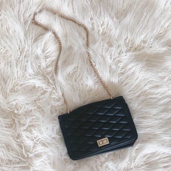 Express Handbags - Express Quilted Purse with Gold Chain Strap